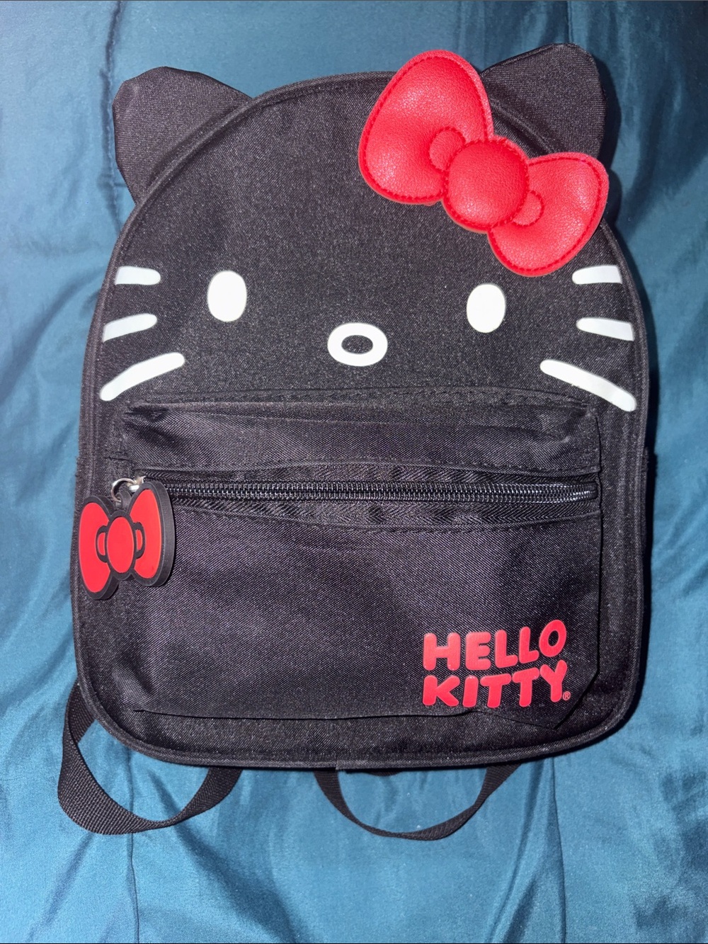 Mini Hello Kitty Black Backpack w/ Red Bow Accents